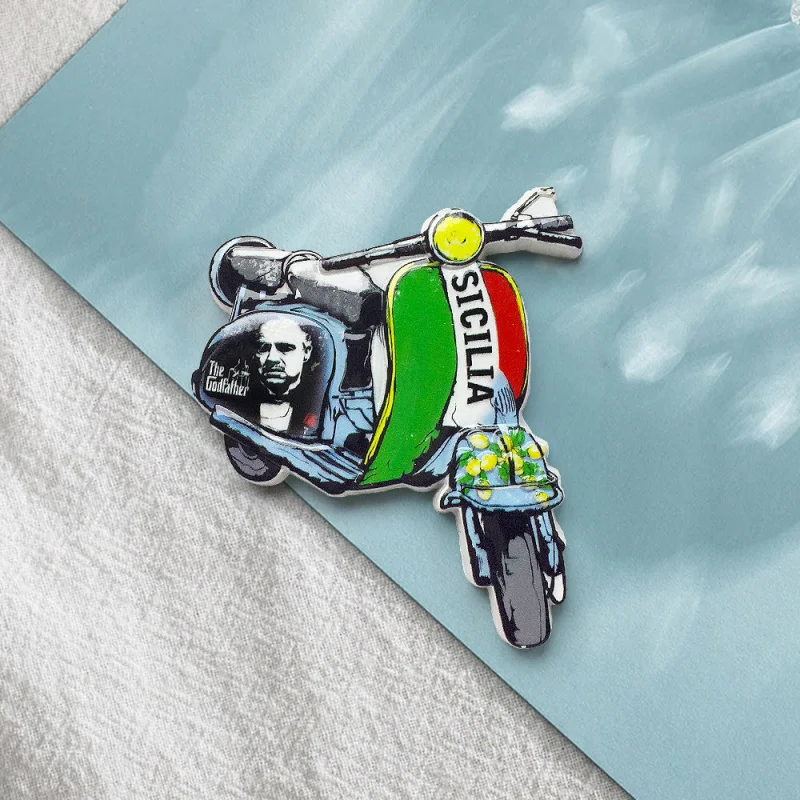

Italy Sicily Motorcycle Tour Souvenir Magnetic Fridge Magnet Creative3d3D Home Decorations