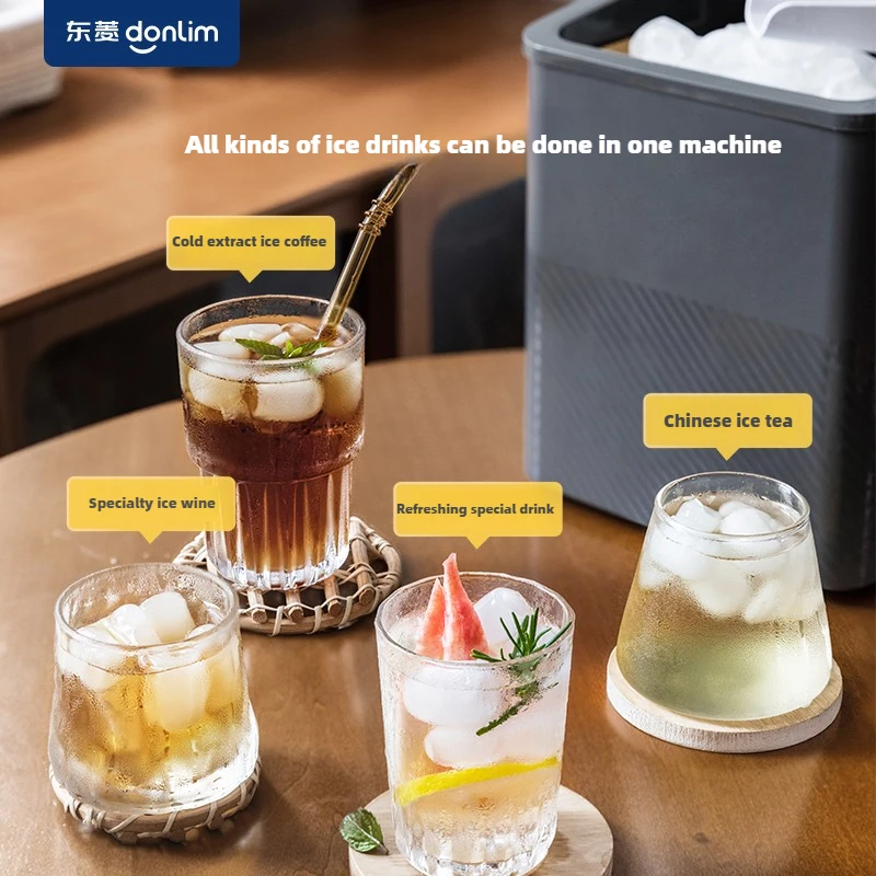 The Donlim DL-M1 Ice Maker Makes Ice Cubes for Commercial Small Offices Suitable for Coffee and Bartending 220V