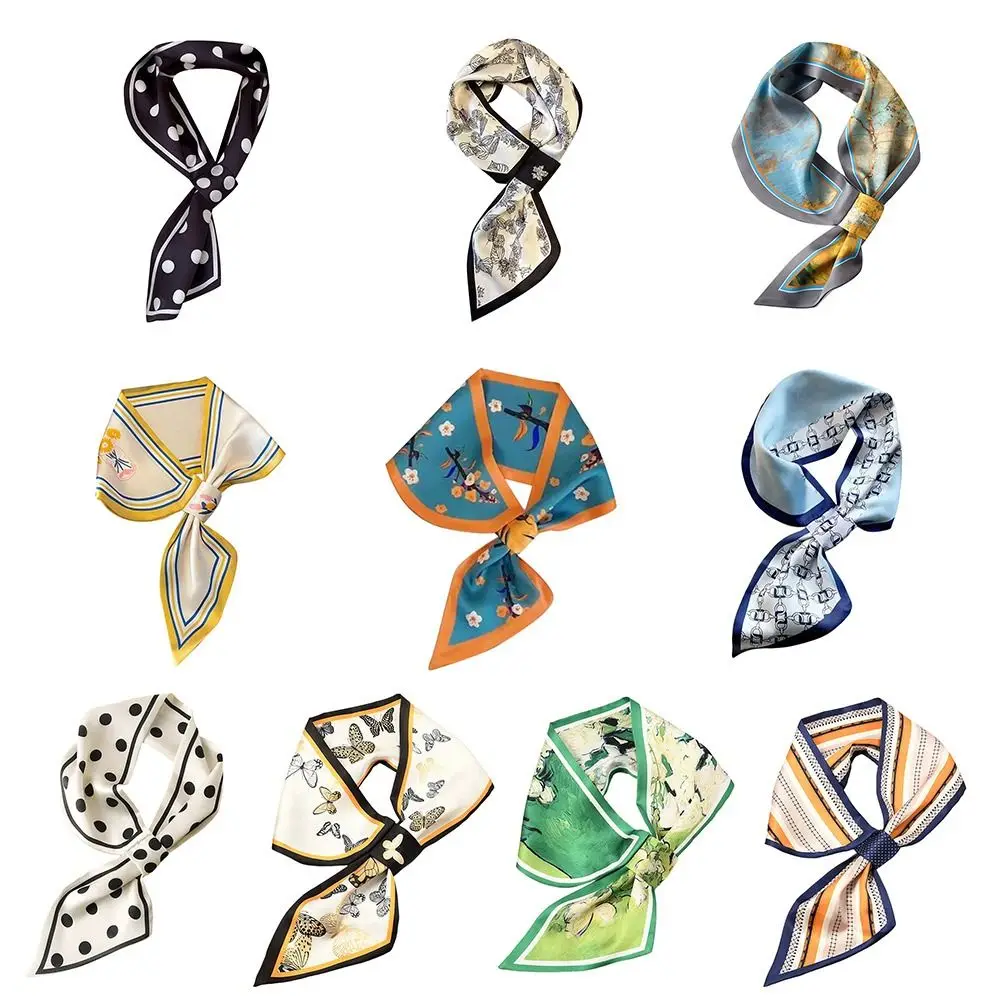 Fashion Sunscreen Silk Scarf Snap Fastener Thin Bib Neckerchief Neck Warmer Spring Autumn