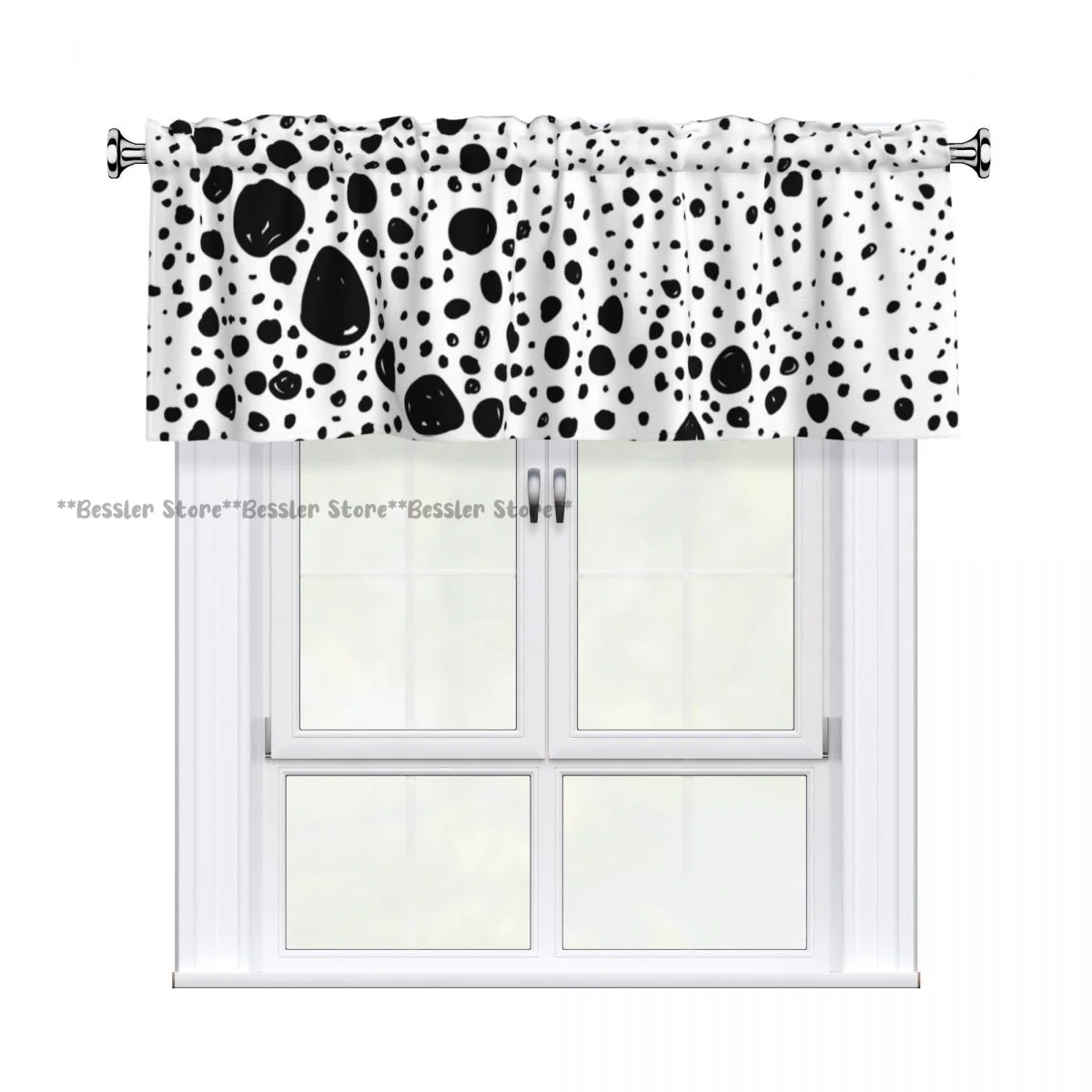 

Short Curtain Valance For Kitchen Cafe Barrier Geometric Print Small Half Curtain