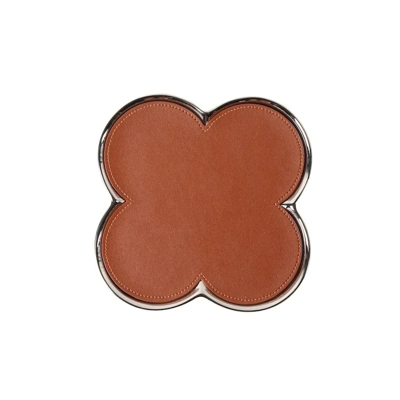 

AhunderJiaz Light Luxury Ceramic Leather Storage Tray Desktop Jewelry Clover Display Living Room Home Decoration Storage Trays