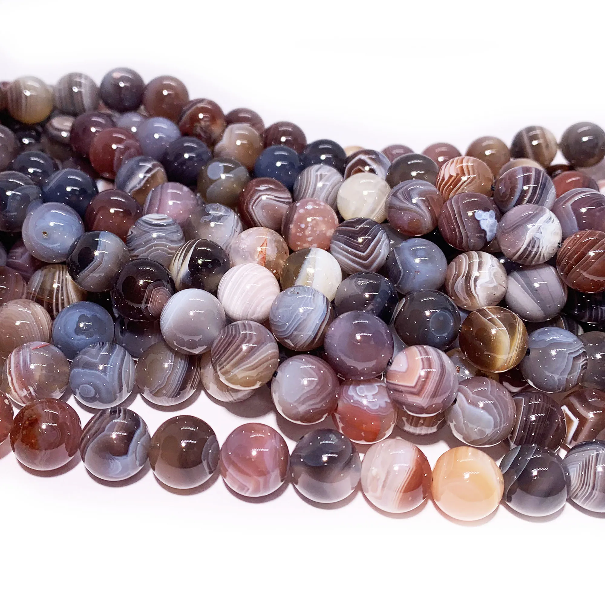 Natural Rainbow Multi-Color Lace Eye Botswana Agate Onyx Round Loose Beads For Jewelry Making Semi-precious Stones 08606