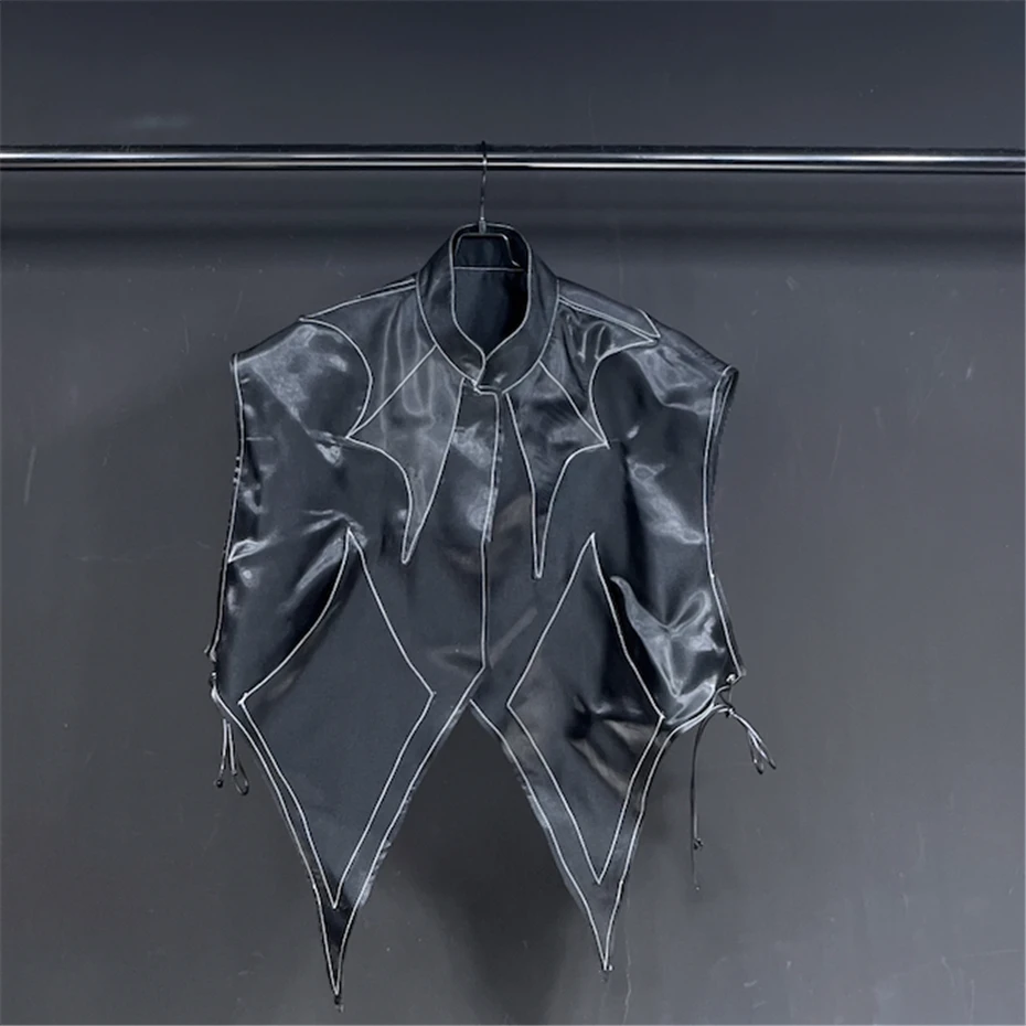 Irregular Bat Vest Jacket Men Streetwear Hip Hop Punk Reflect Light Short Coat Oversized Harajuku Vintage Loose Casual Vest Tops