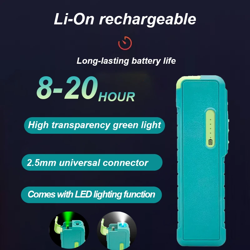 Rechargeable Green Light Tester VFL 15-50mw Fiber Optic Laser Visual Fault Locator Equipped with LED lighting function