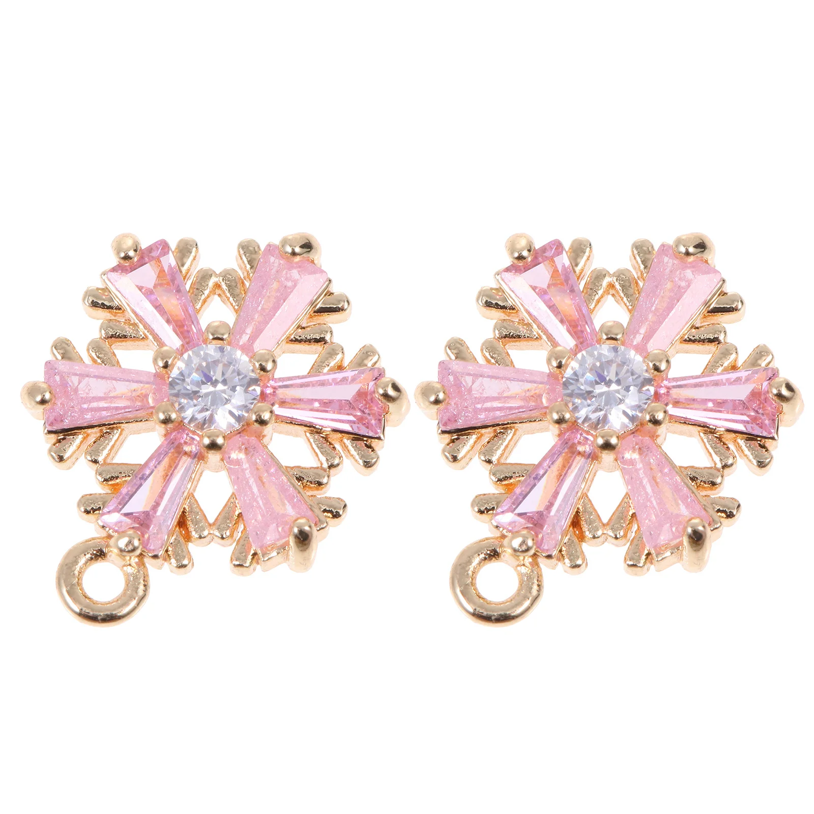 

2Pcs Snowflake Shape Pendant DIY Jewelry Making Supply for Necklace Bracelet Rhinestone Studded Charm Craft Festival Gift Idea