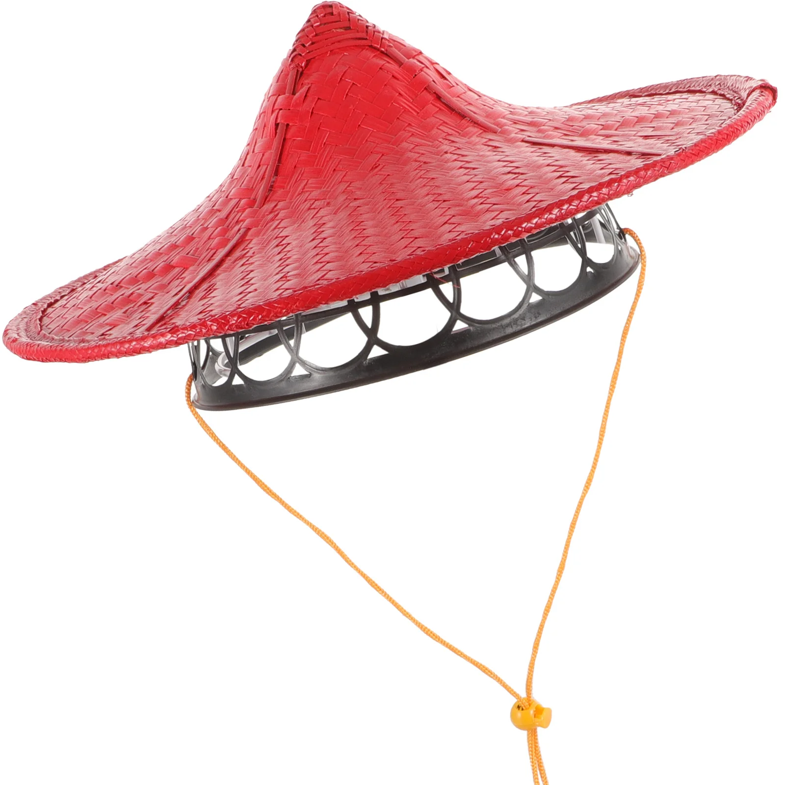 قبعة نينجا يابانية مخروطية الشكل من الخيزران لأداء مرحلة الحفلات والحماية من الشمس قبعة آسيوية مزخرفة خفيفة الوزن وقابلة للتعديل