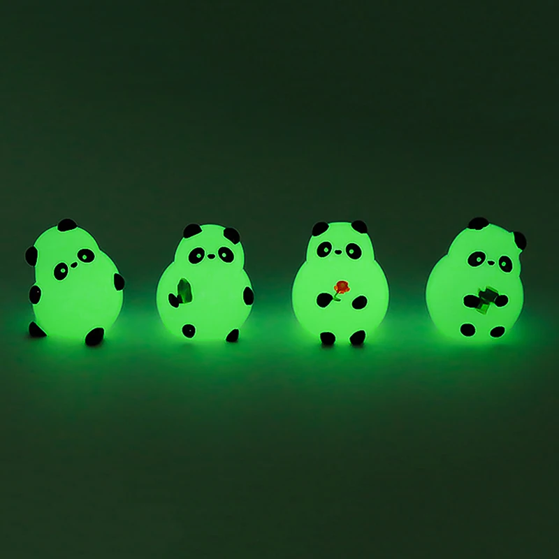 1Pc Glowing In Dark Animal Panda Toy Luminous toys for Children Mini Figurines Panda Dollhouse Accessories