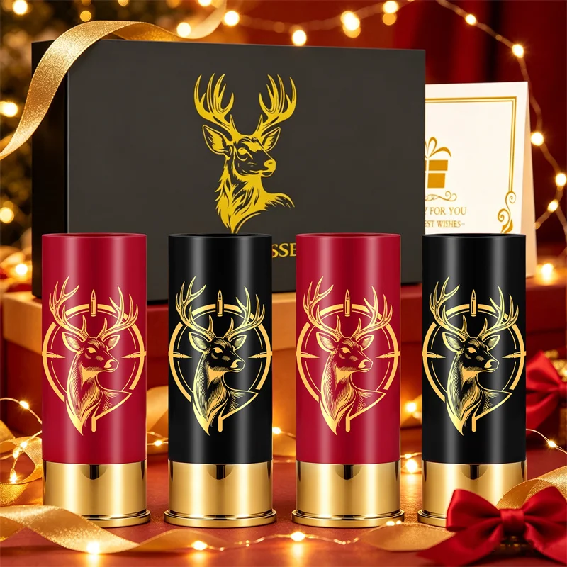Deer Head Design Plastic Shot Glasses 12GA Suit Small Bullet Shot Cups for Club Wedding Party Drinkware Creative Gift Set image 6