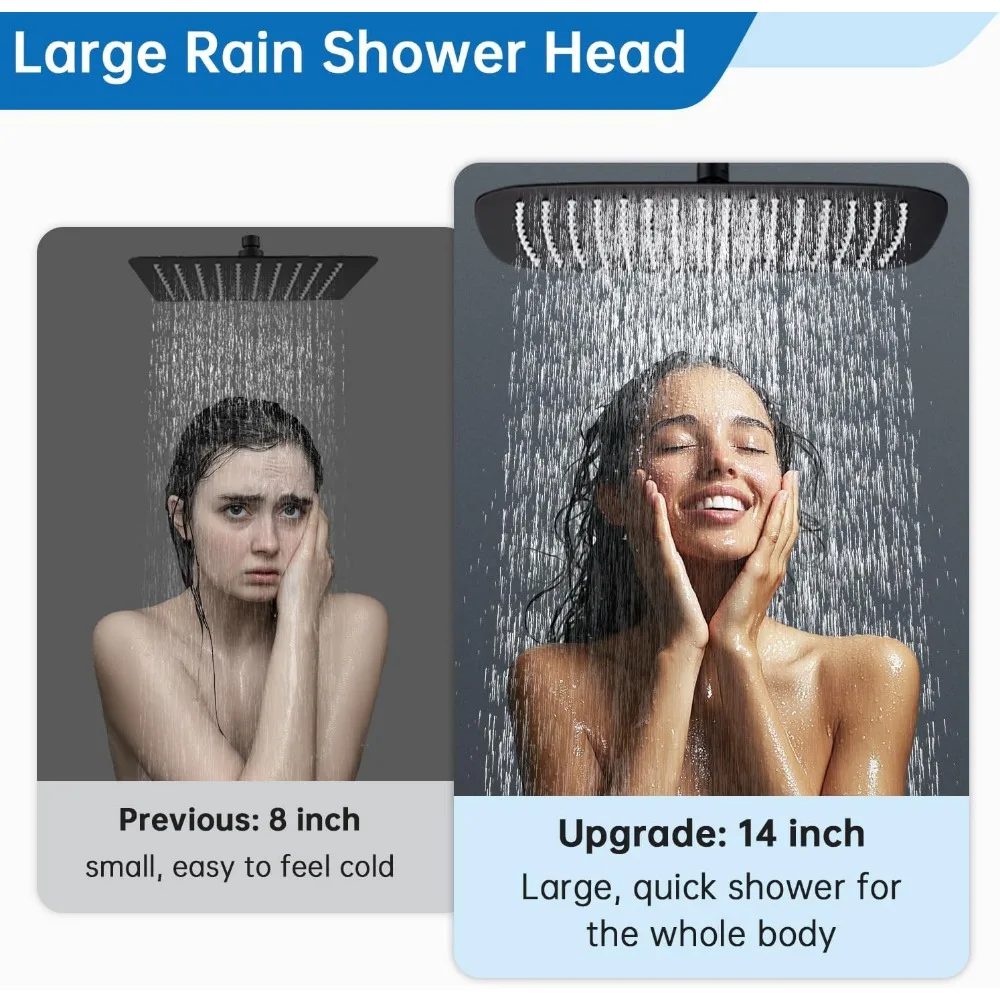 Cabeça de chuveiro de chuva G-Promise totalmente metálica de 14 polegadas com braço de extensão ajustável de 16 polegadas |   Chuveiro de chuva de alta pressão |   Luxo