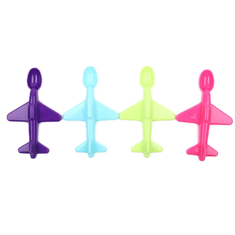 {CC44} Fashion Baby Training Spoon Airplane Shape Easy To Grip Comfortable Hand Children Long Handle Soup Spoon Tableware