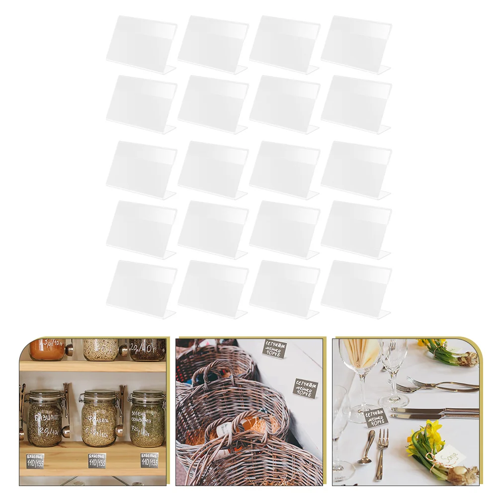 20 Pcs Label Holder Price Display Transparent Tag Shelves Stand Shape Sign Holders Plastic