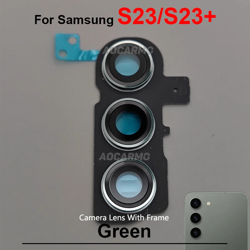 Para Samsung Galaxy S23 Plus S23 + S23U Ultra Lente de câmera traseira traseira com moldura e peças de reposição de adesivo