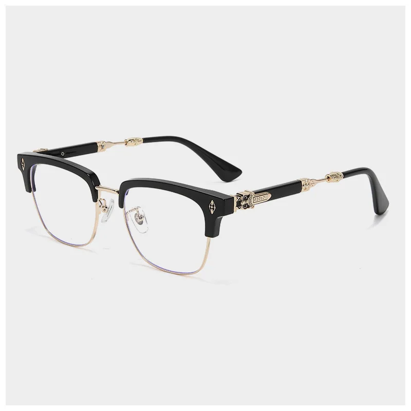 Fashion Brand Retro Carved Glasses Exquisite Men's Women Half Frame Glasses High-quality Prescription Glasses Frame Blue Light