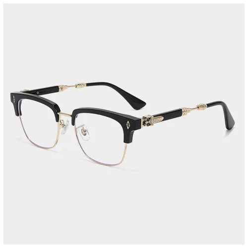 Gafas talladas Retro de marca a la moda, gafas exquisitas de medio marco para hombres y mujeres, gafas graduadas de alta calidad, montura de luz azul