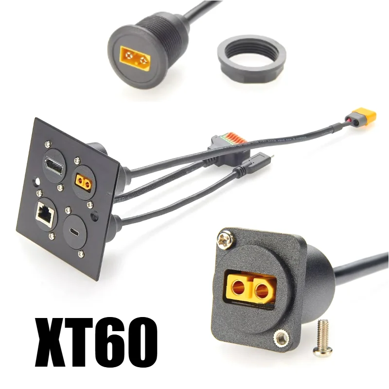 Circular Threaded XT60 Male to Female Extension Cable for Model Aircraft/drones Battery Connection Line XT60 Panel Mounting Wire