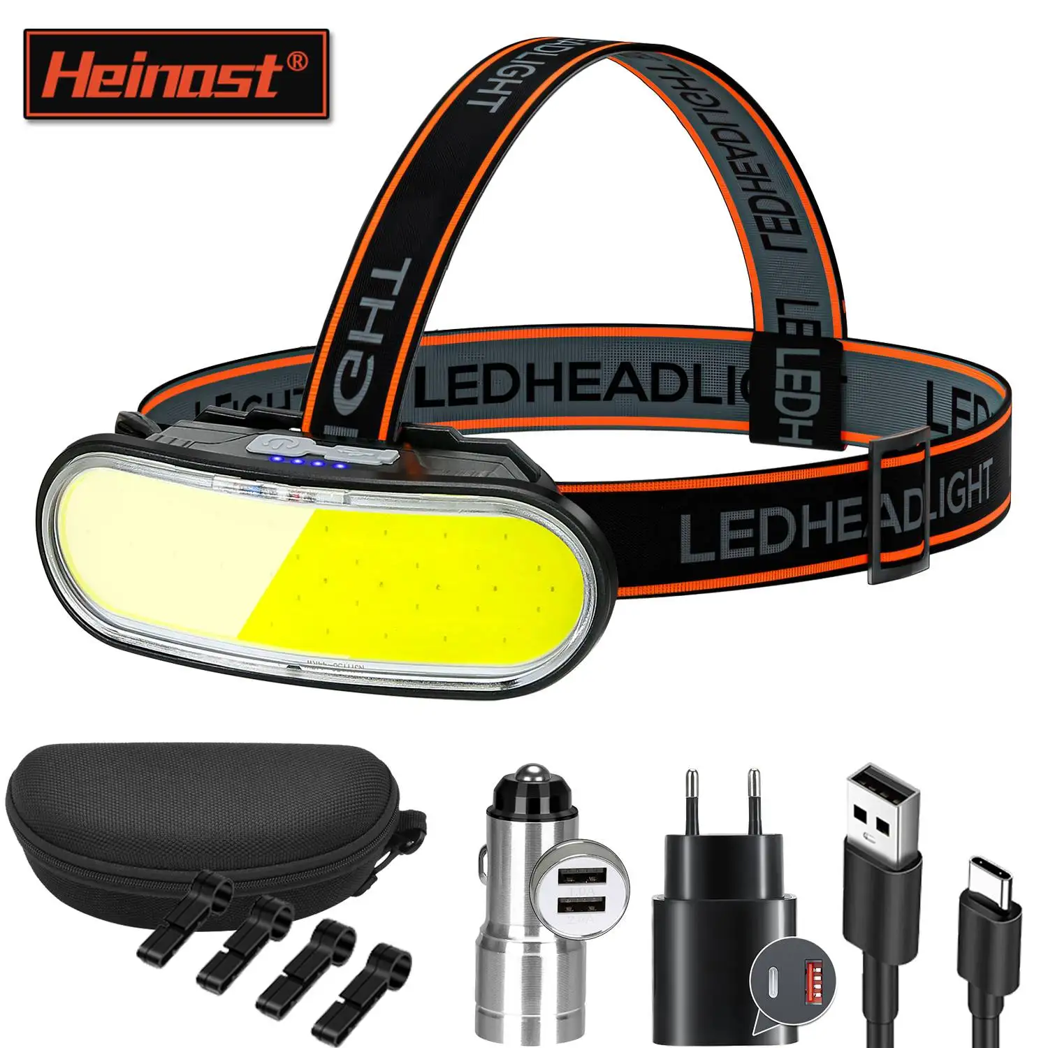 

1300LM COB LED Headlamp USB Rechargeable Head Flashlight with Built in Battery 5-mode Lighting Outdoor Fishing Camping Headlight