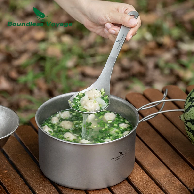 Boundless Voyage Titanium Slotted Spoon Ultralight Kitchen Strainer for Cooking, Noodles, Salad & Hot Pot Fried Food Colander