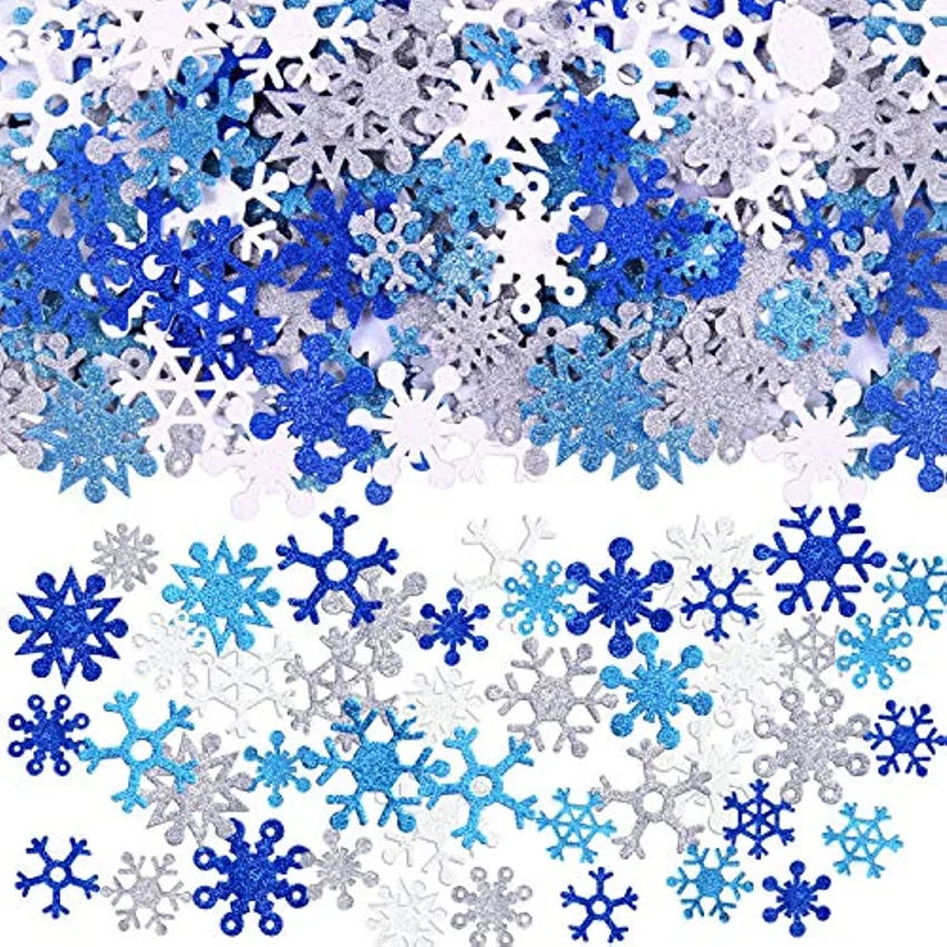 50 Pieces Glitter Snowflakes Foam Stickers Self-Adhesive Winter Snowflake  for Christmas Party and DIY Craft Projects