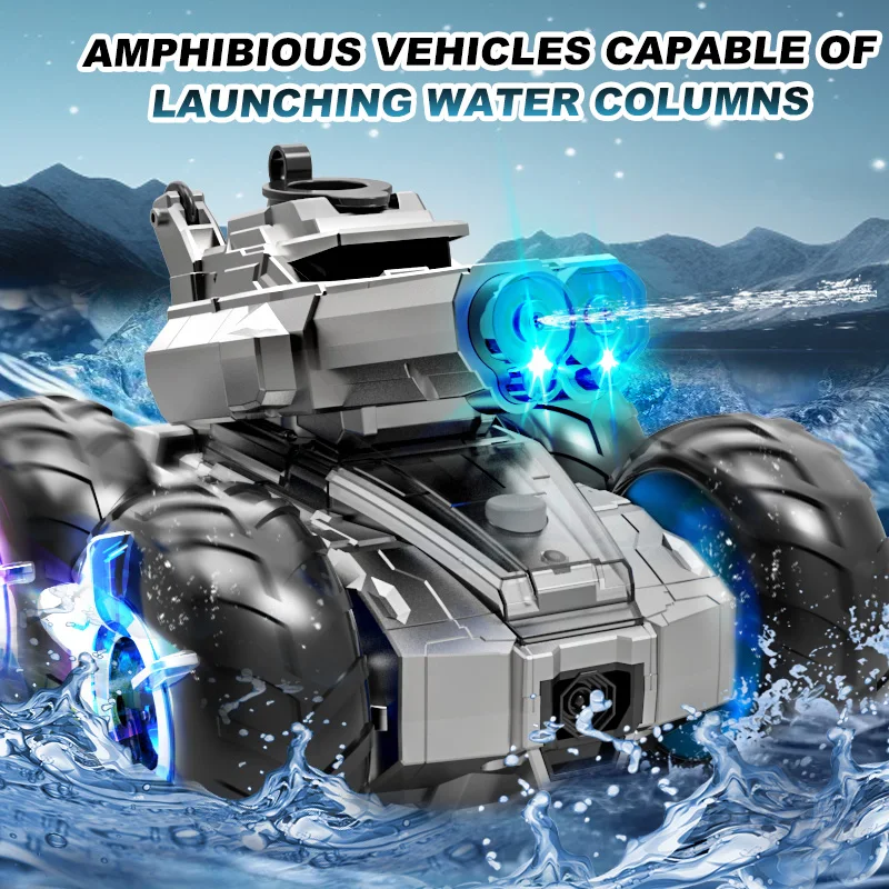 JCMO Afstandsbediening Waterpistool Auto Amfibische Dual-Nozzle Waterschieten Cool Wheel LED-licht RC Auto met waterdichte afstandsbediening Nieuw