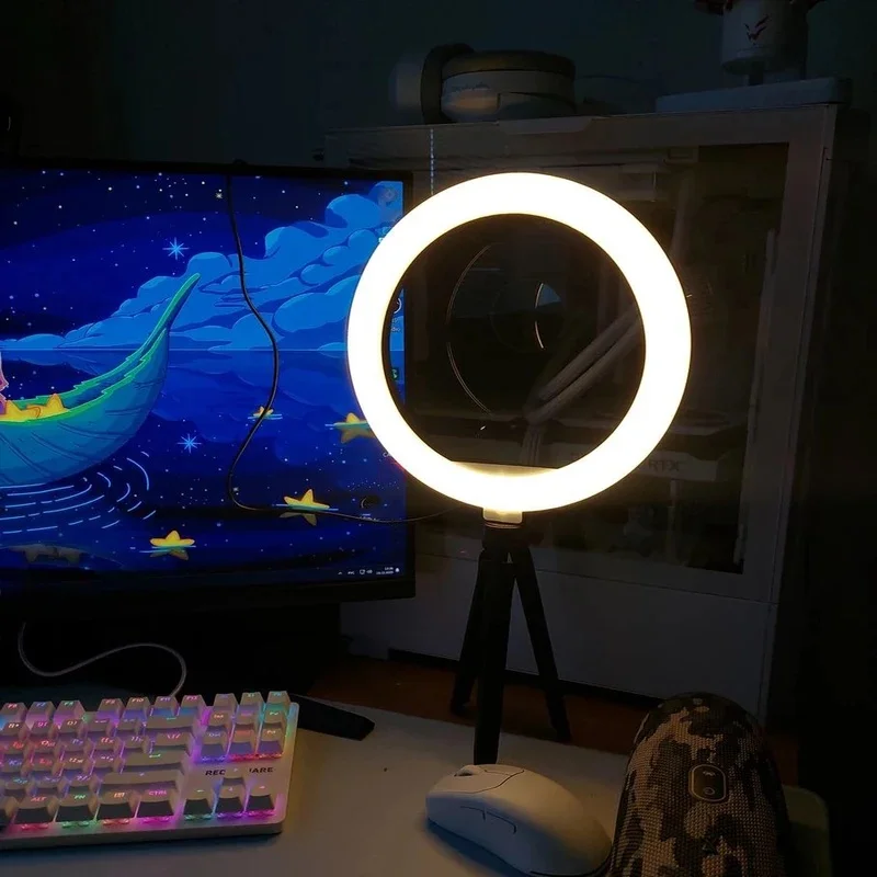 Desiontal 26cm Ring Light with Tripod Stand, RGB Pocket Fill Light for Photography & Video. Features One-Click Color Selection, view 3