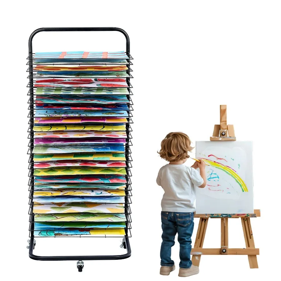 

Art Drying Rack 25 Removable Shelves Paint Drying Rack With Wheels Black