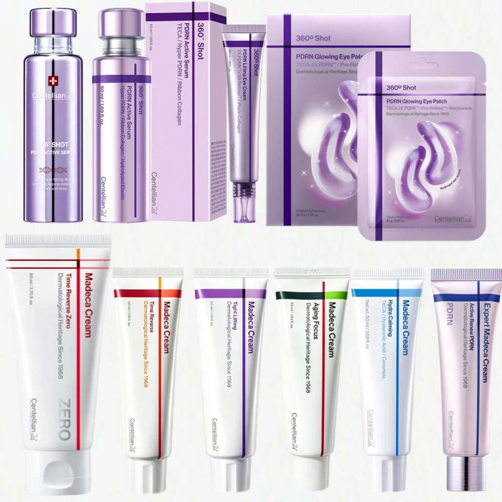 C24 Skincare - Madeca Cream For Time Reverse, Lifting Eye Cream, Calming, 360° Shot PDRN Active Serum&Glowing Patch, Moisturizer