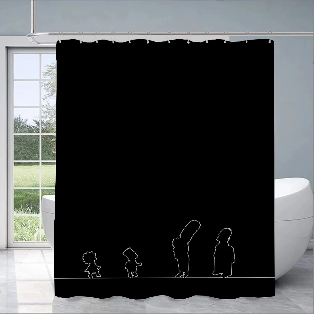 The Simpsons Bathroom Curtains for Houses Rooms Shower Folding Partition European Curtain Accessories Bath Bedrooms Quarto Home