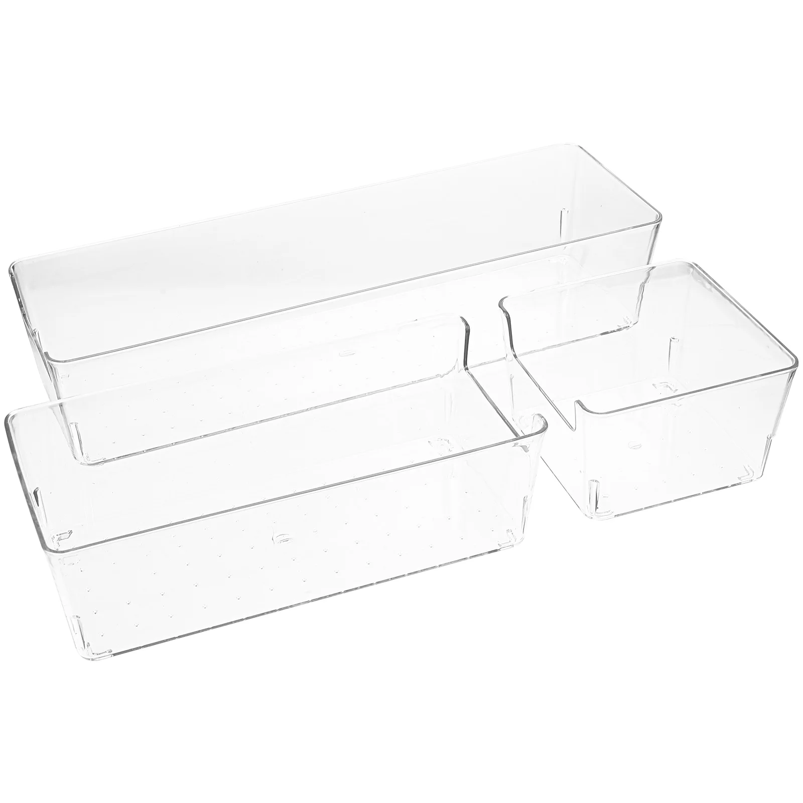 

3 Pcs PET Storage Boxes Drawer ganizer Kit Desk Trays Transparent Bins Detachable Containers Sundry Cases Lightweight