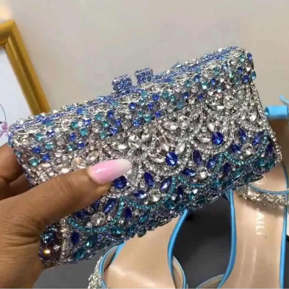 Blue Evening bags women party purse luxury diamante bridal bag soiree bag packet ladies prom banquet Handbags SC201