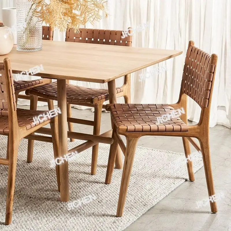 

NXJ скандинавский обеденный стул из цельного дерева, легкий роскошный современный простой стул для дома, ресторана, отдыха, кожаное кресло-седло