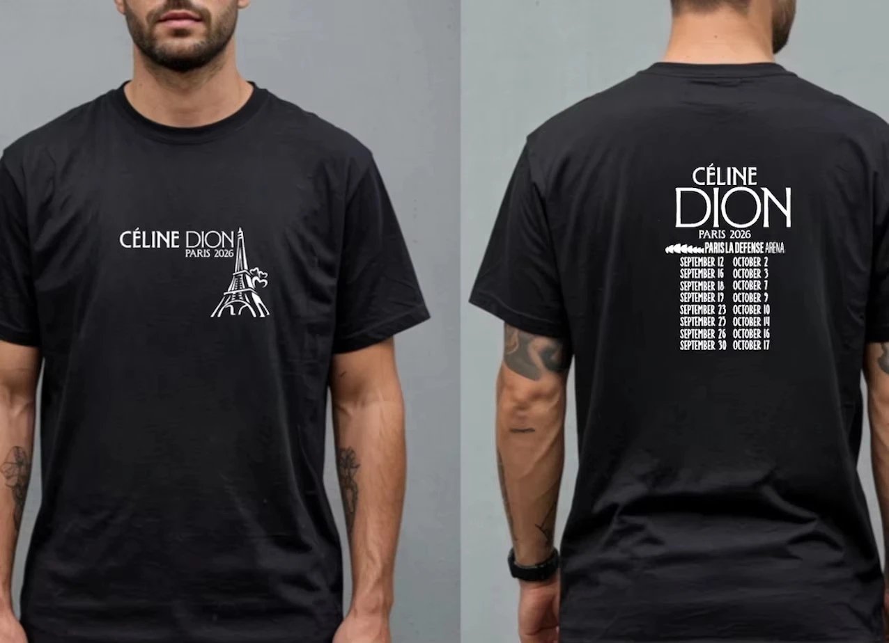 Celine Dion Paris 2026 Fan Tour Geschenk-T-Shirt für Herren und Damen, 2026 Sommer Neue Mode-T-Shirts, Pop-Musik Streetwear Hip-Hop-Tees – Detail 9