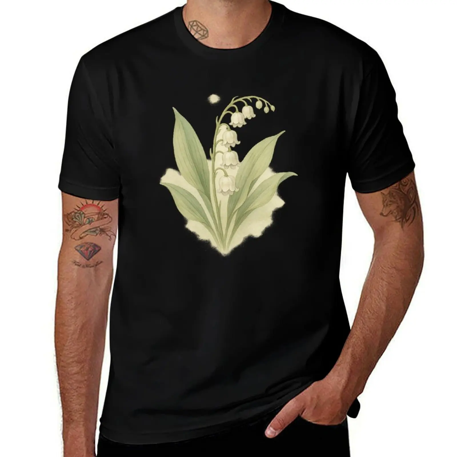 

A watercolor illustration of Lily of the Valley T-Shirt boys whites blue lock T-shirts for men cotton