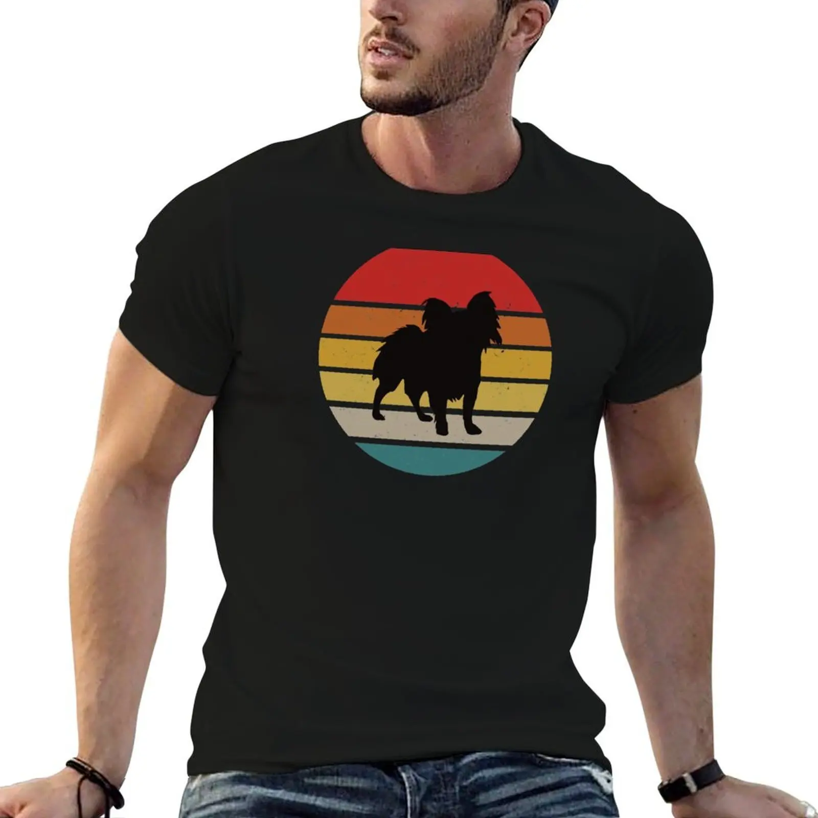 

vintage papillon dog T-Shirt anime tshirt cotton t shirt man T-Shirt