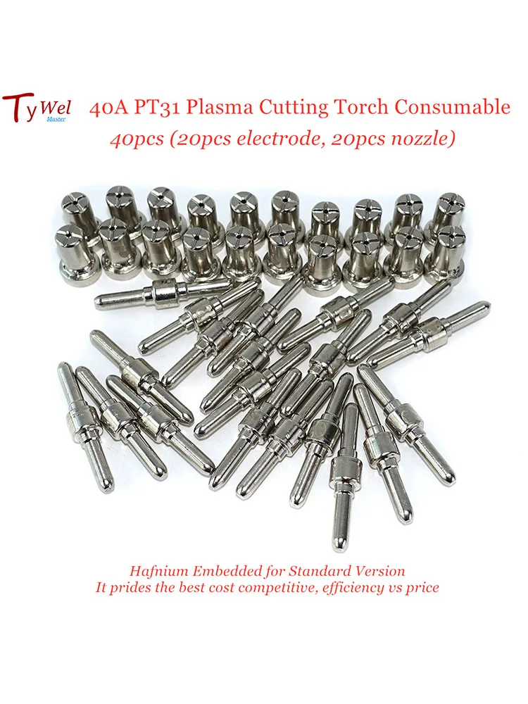 plasma tocha de corte ponta eletrodo bocal consumiveis longo redemoinho defletor 40a pt31 cortador de metal 40 pcs 40 pcs 01