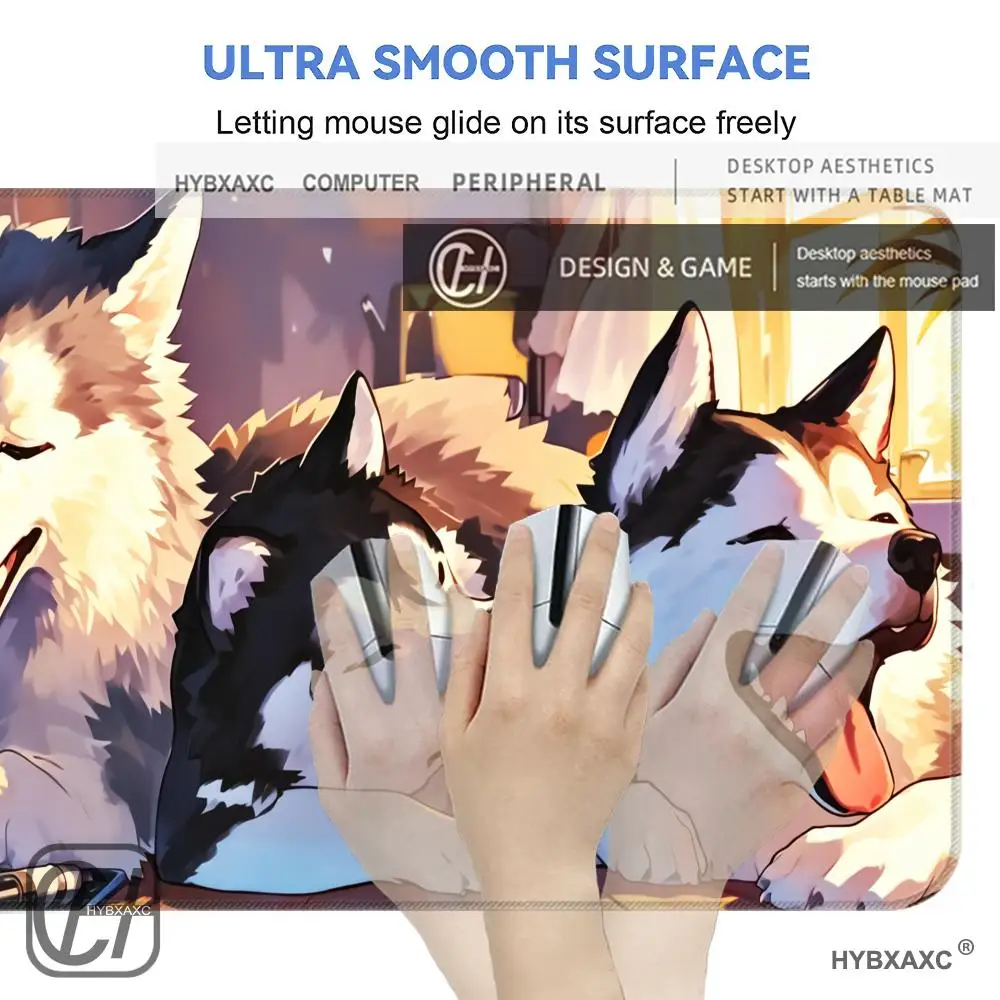HYBXAXC Husky Trio Desk Mat the Volume Large Mouse Pad, Aesthetic Mousepad Deskmat Cute Desk Pad Big Deskpad Mats Gamer Mousepad