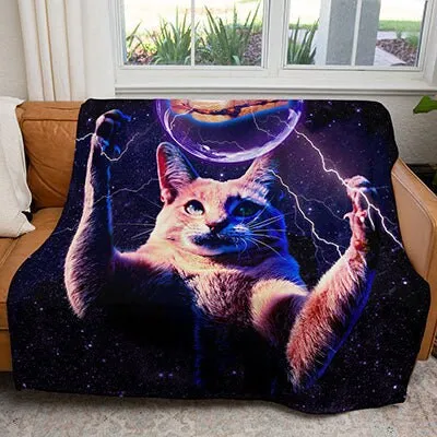 PB&J Cat Peanut Butter Jelly Blanket,Galaxy Space Pop Culture Humor Novelty Throw Home Decor Wall Hanging Fabric Poster Wall Art
