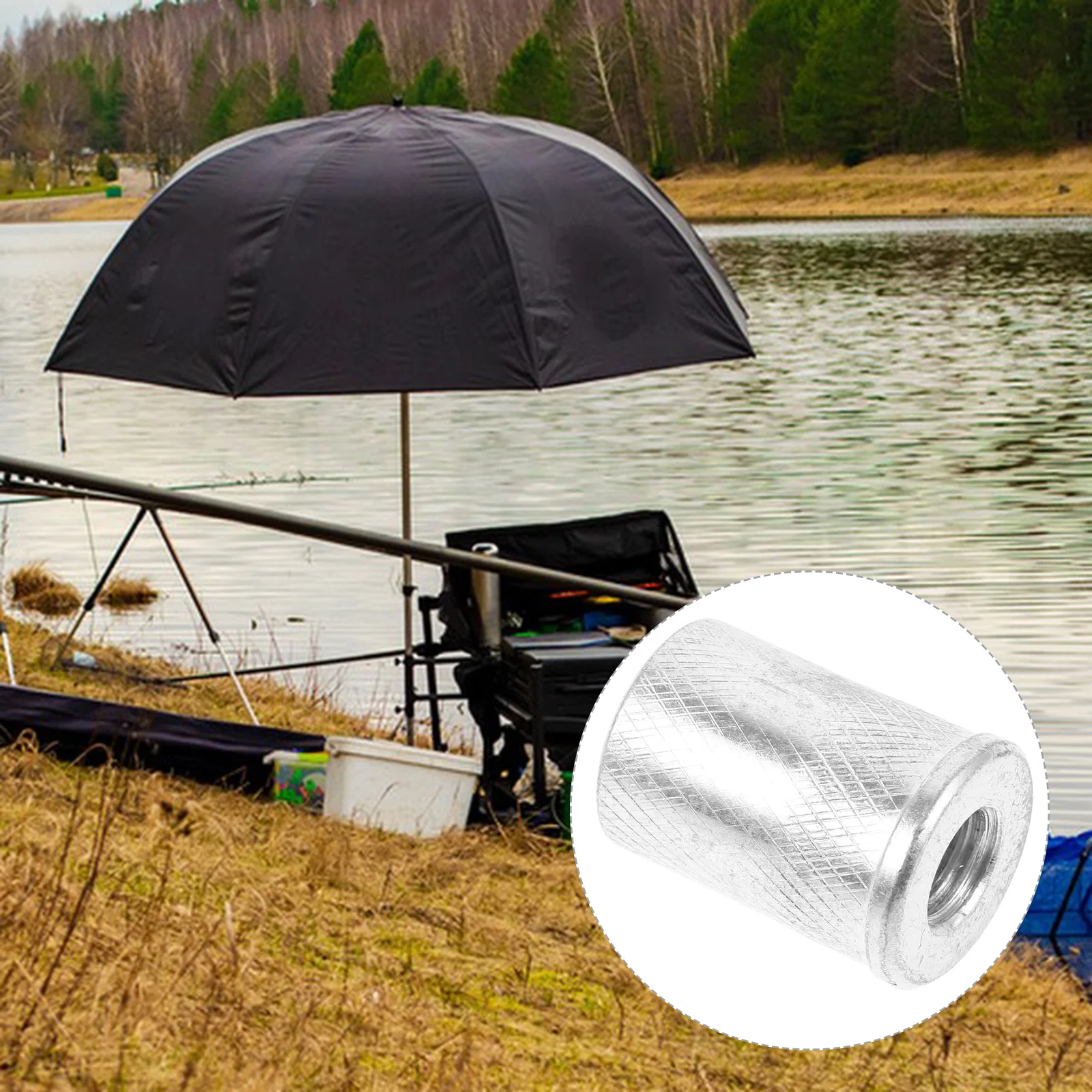 

Durable Fishing Umbrella Pole Screw Nut Thread Adapter Sleeve Coupling Fishing Accessory