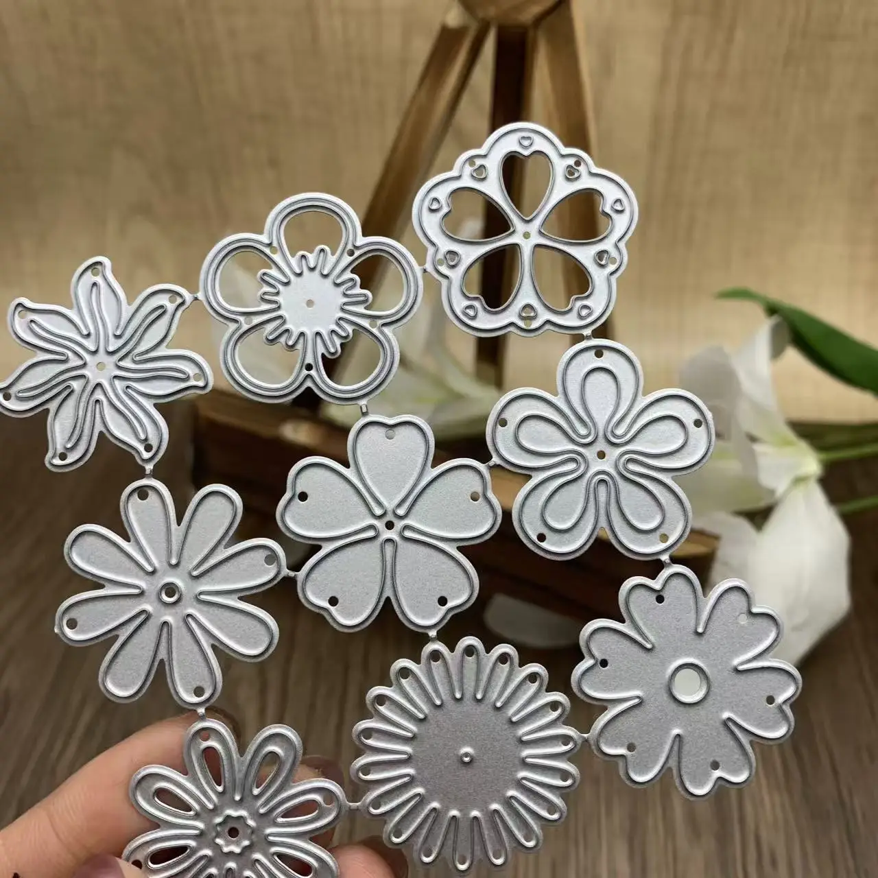 Blumen-Kombinations-Metallstanzformen Mehrschichtige Blütenblätter Florale DIY Scrapbooking Kartenherstellung Stanzformen – Detail 2