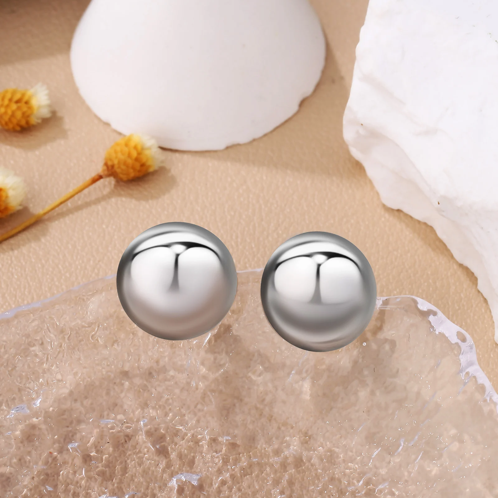

Water Drop Earrings Round Ball Post Studs Button Cool Dome Flat Vintage Boho Trendy Jewelry Lightweight Secure Fit