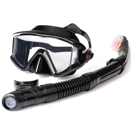 Juego de snorkel para adultos, gafas de snorkel profesionales, máscara de buceo antiniebla con snorkel superior seco, máscara de buceo con snorkel Pano de 3 ventanas