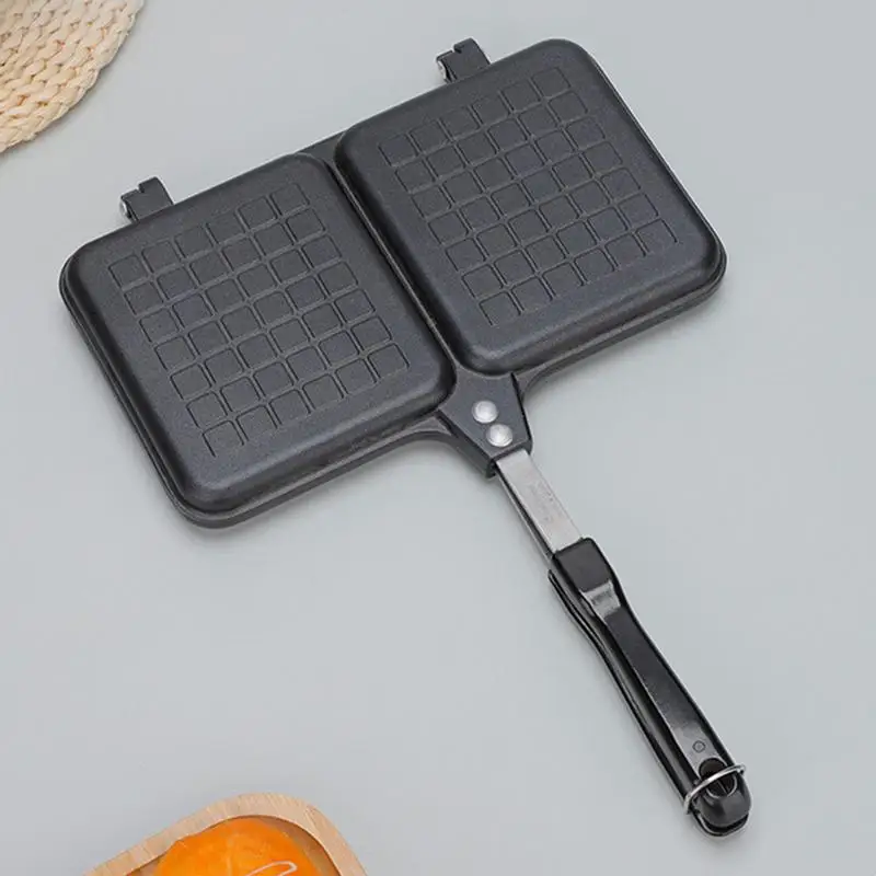 Máquina para hacer sándwiches tostados, estufa de doble Panel, máquina para hacer sándwiches calientes para acampar con mango, prensa para parrilla de queso