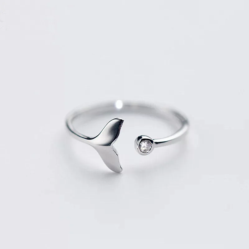 925 Sterling Silver Fish Tail Adjustable Rings For Women Wedding Engagement Aesthetic Accessories Jewelry  GaaBou