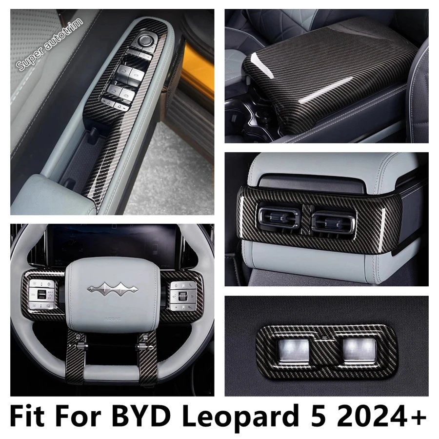 

Steering Wheel / Window Lift / Rear Air Vent / Read Light Cover Trim 5D Carbon Fiber Look Interior For BYD Leopard 5 2024 2025