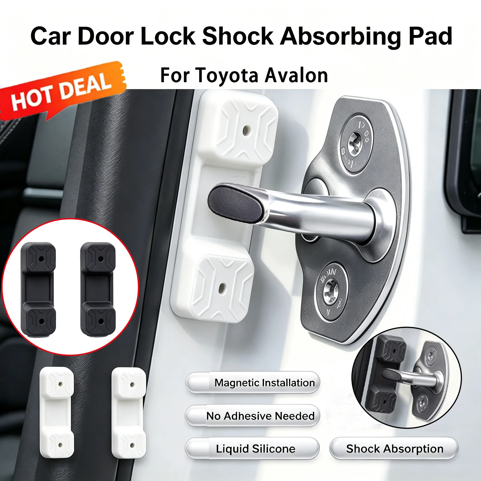 For Toyota Avalon car Noise Reduction Buffer Shock Absorption Magnetic Silicone Door Lock Dampener Pads