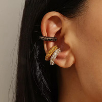 C-Shape Rhinestones Ear Clips Bohemian Colorful Ear Cuff Luxury Clip On Earring for Women Female Jewelry Personality Accessories