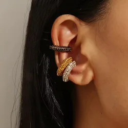 C-Shape Rhinestones Ear Clips Bohemian Colorful Ear Cuff Luxury Clip On Earring for Women Female Jewelry Personality Accessories