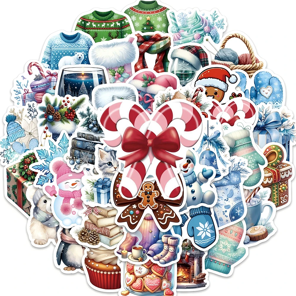 

10/30/54pcs Cute Vintage Winter Christmas Stickers Aesthetic Decals Decorative Suitcase Scrapbook Laptop Kawaii Cartoon Sticker