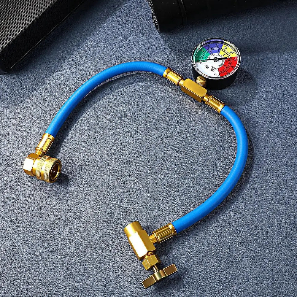 Car R134A A/C Refrigerant Gas Charging Hose With Pressure Conditioner Rubber Refrigeration Car Air Hose Filling Gauges V9G7