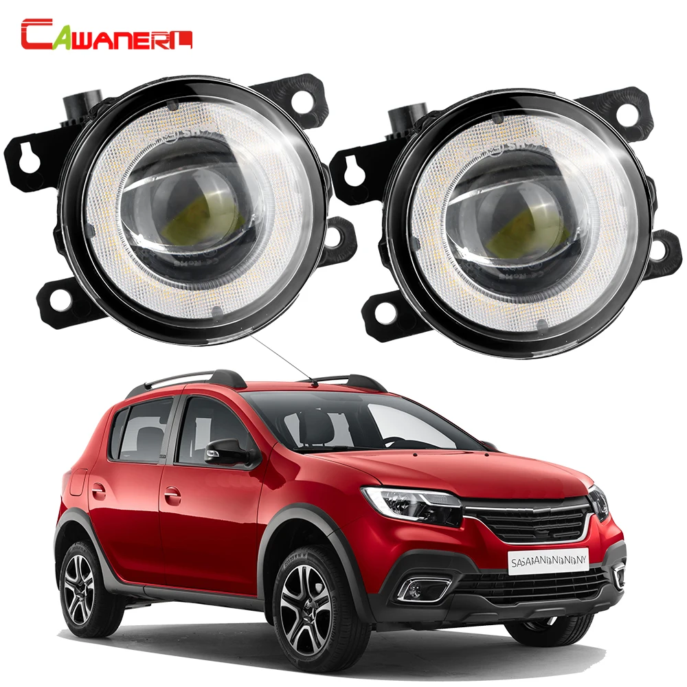 2 Pieces 30W H11 Angel Eye Fog Light DRL For Renault Sandero Stepway Hatchback 2008-2020 Car LED Lens Fog Daytime Running Lamp