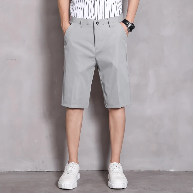 Stylish Straight Casual Shorts Korean Men's Clothing Youthful Vitality Solid Color Summer All-match Zipper Button Knee Pants New